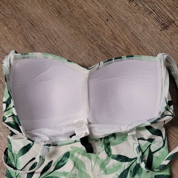 Niptuck One-Piece Slimming Ruched Swimsuit ~ Sz 6 ~ Green & White - Picture 4 of 6